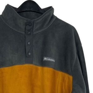 Columbia Mens XXL Cozy Fleece Snap-T Pullover Jacket Orange Gray  1/4‎ Snap